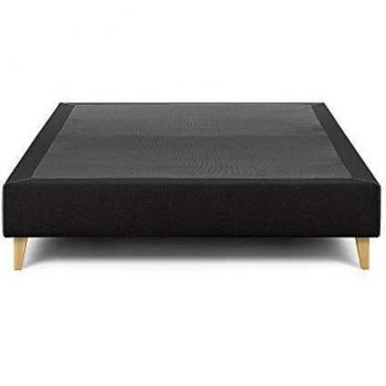 Kave Home - Cama Doble Nikos Grafito 140 x 190 cm con Estructura de Madera de Haya y Fibra tapizada con Tela Antimanchas