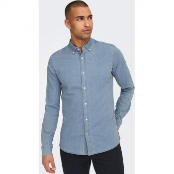 Camisa chambray de hombre Only & Sons ONSCONRAD SLIM 22029756 de manga larga