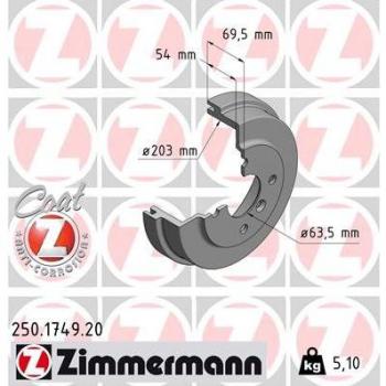 Tambor de freno ZIMMERMANN 250.1749.20