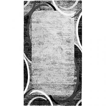 Tapis de couloir contemporain en polypropylène gris 80 x 150 cm