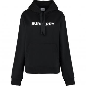 Burberry Men's Logo Printed Black Hoodie - Size Small