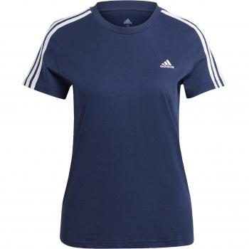 Camiseta adidas Essentials 3 Bandas Mujer Azul, Manga Corta, Talla L