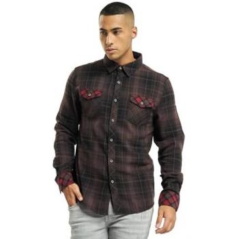 Camisa de Manga Larga Check Duncan Brandit - Marrón-Negro, 2XL
