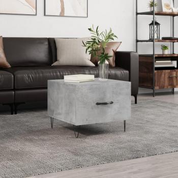 Mesa de centro de salón en hormigón gris y madera multicapa, dimensiones 50x50x40 cm