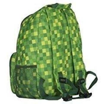 PIXIE CREW Leichte Segeltuch Tage Rucksack, Minecraft style, grün kariert , 31x42x15 Centimeters, 17l, Seiten-Netze