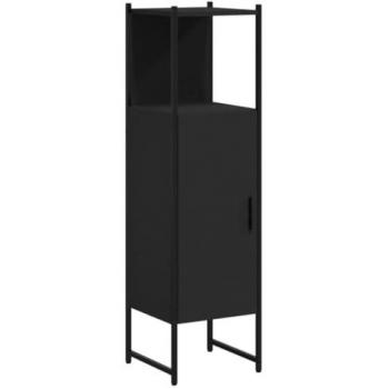 Armario de baño madera de ingeniería negro 33x33x120,5 cm