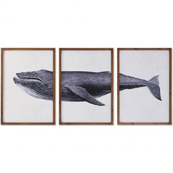 Conjunto de 3 cuadros decorativos con diseño de ballena para el hogar