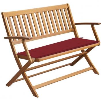 Banco de jardín con cojín de madera maciza de acacia 120 cm