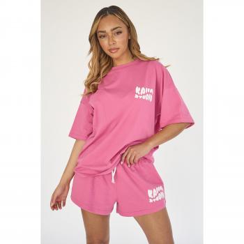 Kaiia Studio Bubble Logo Oversized T-shirt Pink UK 12