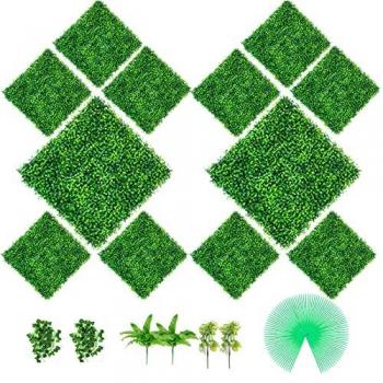 VEVOR UV-Proof Artificial Boxwood Hedge Wall Panels - 12 Pieces, 20 x 20, Faux Greenery Backdrop for Decor