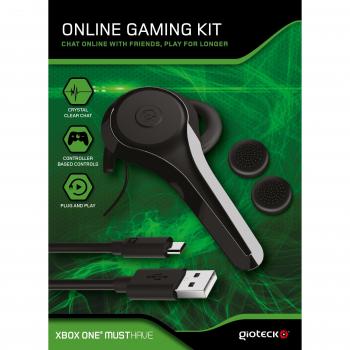 Gioteck - Pack con auricular mono con cable + cable de carga para mando + 2 grips