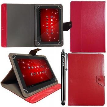 iTechCover® Rojo Universal Serie Ángulo Múltiples Executive Folio Funda Carcasa Wallet Case Cover Apto Para Asus ZenPad 8 Z380CA + Lápiz Óptico