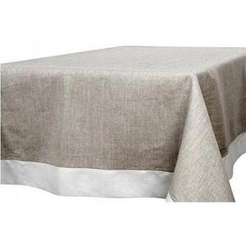 De la manera de lino: color gris 100% mantel de lino con bordes blancos, Grey/White, 175cm x 400cm- 69 x 157