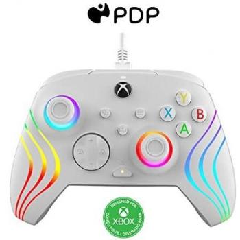 Controlador PDP Afterglow Wave con Cable para Xbox Series X/S, Xbox One y PC, Blanco, con Iluminación LED Personalizable y Licencia Oficial de Microsoft