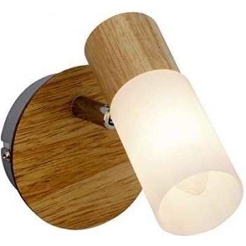 Aplique de pared Babsan, Ø 10 cm, madera clara/bambú, E14, cabeza giratoria