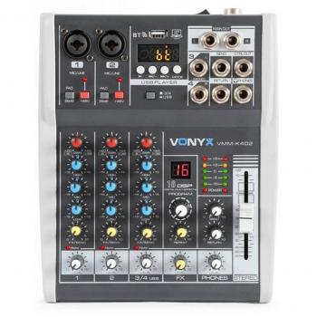 Mezclador de Audio Vonyx VMM-K402 - 4 Canales, DSP, Bluetooth y USB