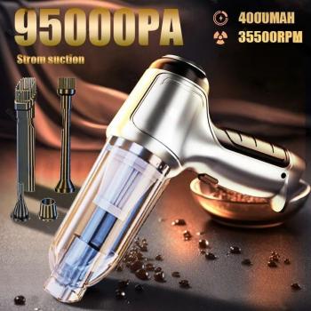 Aspirador Portátil para Coche 95000PA, Potente y Sin Escobillas, Inalámbrico, Accesorios de Limpieza para Vehículos