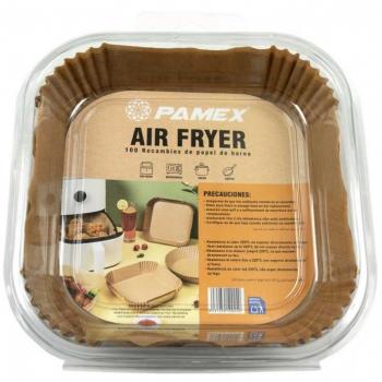 Pack 100 Piezas Papel Air Fryer Cuadrado + 1 Molde Silicona Freidora de Aire