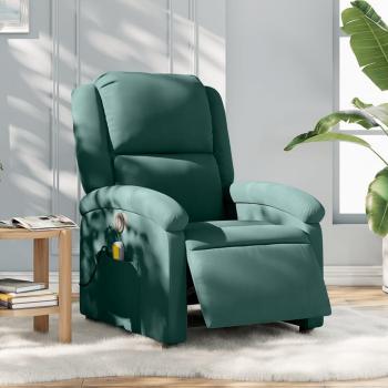 Silla reclinable eléctrica de masaje de terciopelo verde oscuro vidaXL