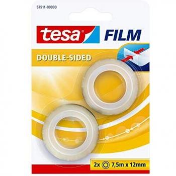Tesa Film Doble Cara Transparente 12 mm x 7,5 m - 2 Rollos