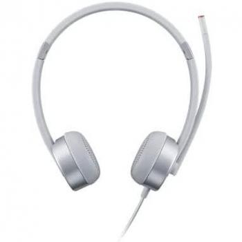 Lenovo 100 - Auriculares Analógicos Estéreo con Aislamiento de Ruido, Micrófono Giratorio de 180 Grados, Diseñados para VOIP, Banda Ajustable y Brazo Extensible