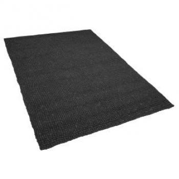 Alfombra de lana gris oscuro 160 x 230 cm hecha a mano con bolas de fieltro