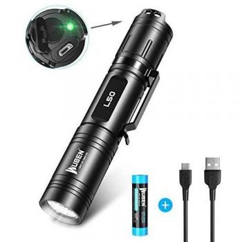 Linterna LED/Táctica Militar Linternas Alta Potencia Linterna de Mano WUBEN Antorcha 1200 LM Medido Flashlight LED, Resistente al agua IPX8,5 Modos,Con batería 18650,para Ciclismo Camping