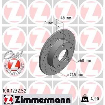 Disco de freno ZIMMERMANN 100.1232.52