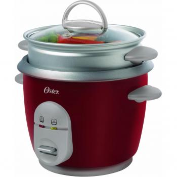 Arrocera Eléctrica Oster CKSTRC4723 de 0.6 Litros, 350W en Plástico Rojo con Recipiente Antiadherente Desmontable