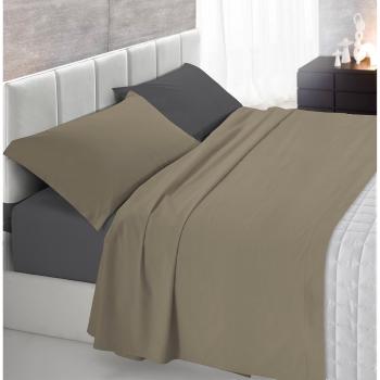 Italian Bed Linen Juego de sábanas Natural Color Plana 150x300, Hoja instalada 90x200cm+Funda 52x82cm, Petroleo/Verde Botella, OCHER, singolo