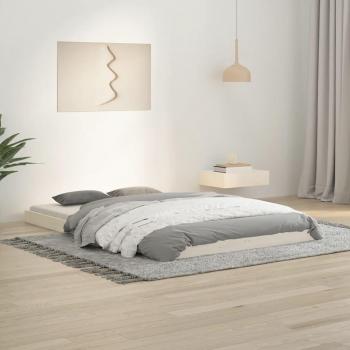 Estructura de cama de madera maciza de pino blanco 120x190 cm, cama sin colchón, color blanco, muebles de dormitorio, cama doble