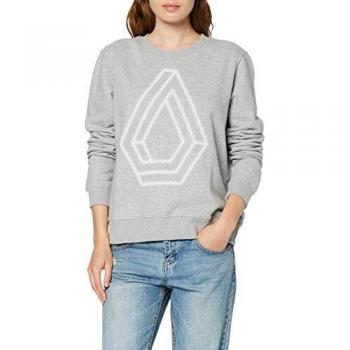 Volcom Sonido Check Fleece Sudadera, Mujer, B3131852, Gris, Large