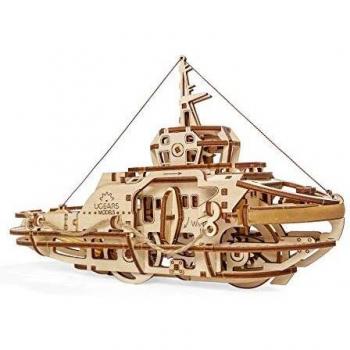 UGEARS Kit de Puzzle 3D de Madera Maqueta Mecánica de Remolcador | Manualidades Rompecabezas para Adultos | Juguete de Aprendizaje Puzle DIY para Niños | Set de Construcción de Madera Kit de Puzle 3D