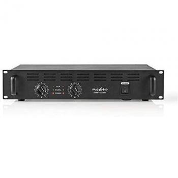 Nedis - Amplificador PA - 480 W - 19 - Refrigerador Integrado - Conexión de Altavoz - Enchufes de Laboratorio - XLR - Pantalla de Nivel máximo Le Permite verificar el Nivel de Salida - Negro