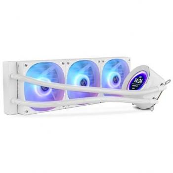 Nox Hummer X-360 LCD Kit de Refrigeración Líquida 360mm Blanco con pantalla LCD personalizable, compatible con Intel y AMD, 3 ventiladores de 120mm controlados por PWM, bomba base de cobre y radi