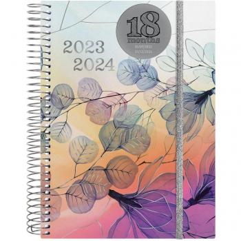 Agenda Finocam Pretty E10 2023-2024 Multilingüe Espiral 18 Meses 15,5x21,2 cm Dos Días por Página