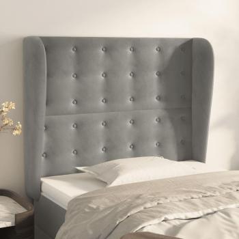 Cabecero con orejas de terciopelo gris claro 93x23x118/128 cm Vidaxl