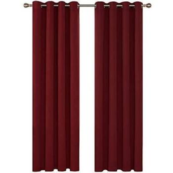 Deconovo Cortinas Opacas con Aislamiento Térmico Cortina para Dormitorio con Ojales 2 Paneles 140 x 290 cm Rojo Oscuro