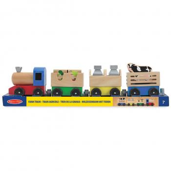 Melissa & Doug- Farm Juquete Tren de Madera, Multicolor