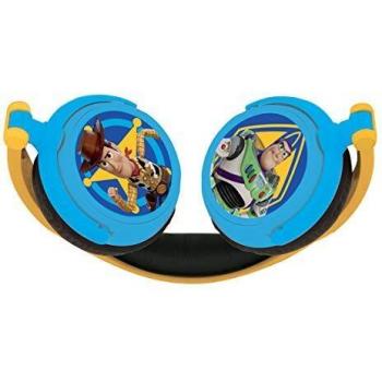 LEXIBOOK Toy Story 4-Auriculares estéreo con Diadema Plegable y Ajustable, Cascos Audio con Woody, Buzz & Forky HP015TS, Color Azul/Amarillo