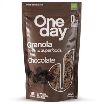 Granola Chocolate Protein & Superfoods Bio 300 g - One Day, ecológica, sin azúcares añadidos, alta en proteína, alto en fibra