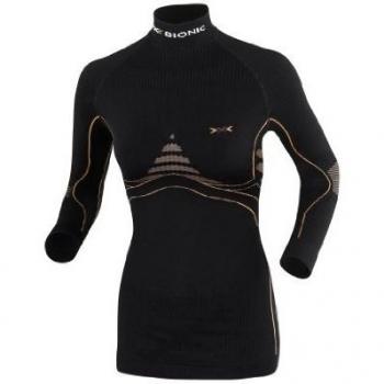 X-Bionic Camiseta Cuello Alto Accumulator Mujer, Negro/Naranja, XS