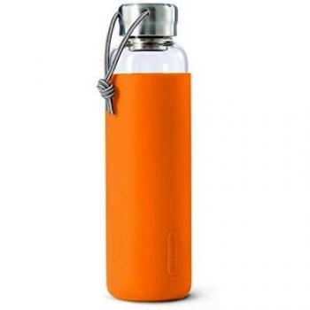 Botella de Agua de Cristal 600ml con Funda de Silicona Naranja Black + Blum