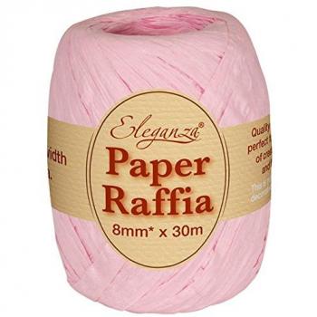Eleganza 8 mm x 30 m bobinas de Rafia Rango de medición de o para Hacer Manualidades y de Regalo, No. 21 Rosa Claro