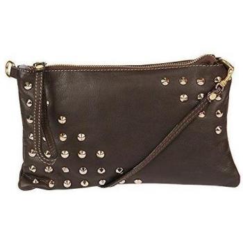 Vera Pelle - Cartera de mano de Piel para mujer marrón marrón oscuro