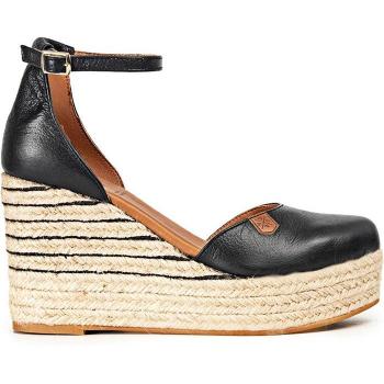 Sandalias de cuña de mujer en piel negra