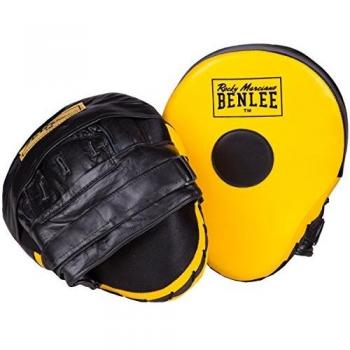 BenLee Hook & Jab Hook&Jab-Almohadillas para Entrenamiento de Piel, Unisex Adulto, Negro-Negro/Amarillo, Talla única