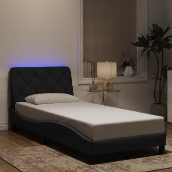 Estructura de cama con luz LED terciopelo negro 90x190 cm