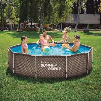 Piscina tubular con depuradora de imitación rattan
