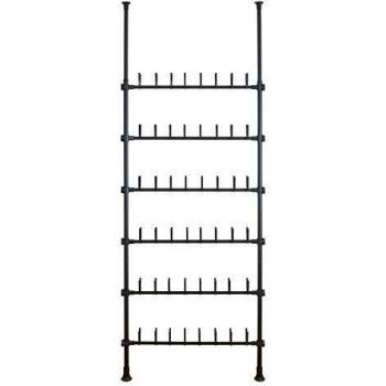 Estante Telescópico para Zapatos Herkules, Organizador Ajustable para 48 Pairs, Sin Necesidad de Perforar, Color Negro, Dimensiones 94 x 165-300 cm